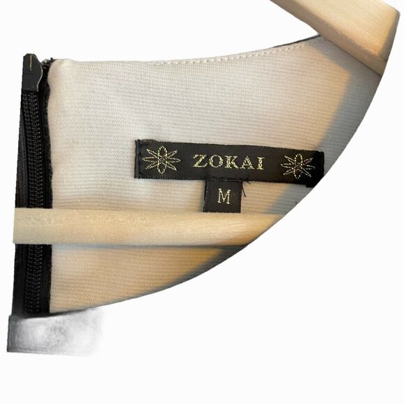 Zokai Black Cut Off Dark Academia 3/4 Sleeve Back Zip Dress M - Picture 6 of 8